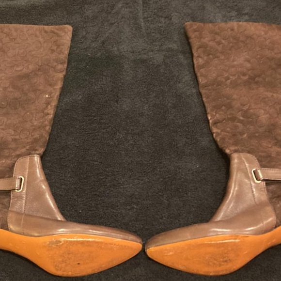 COACH Brown Suede High Heel Boot/Sz 8 B - Picture 5 of 5